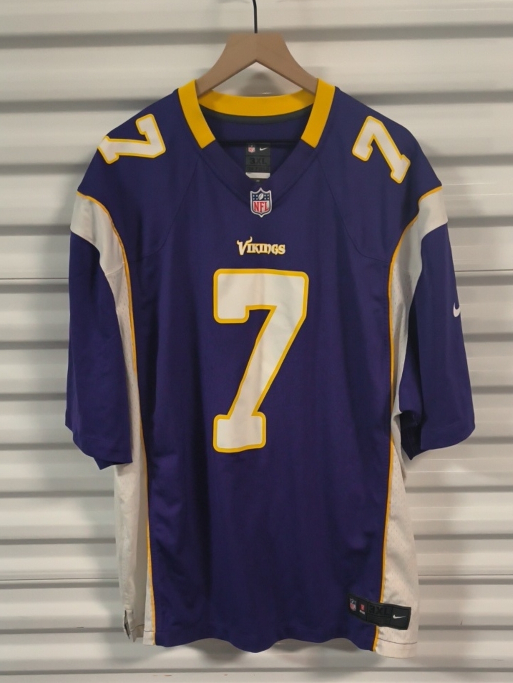 Nike Minnesota Vikings #7 Christian Ponder Jersey Men's 3XL Purple NFL On Field